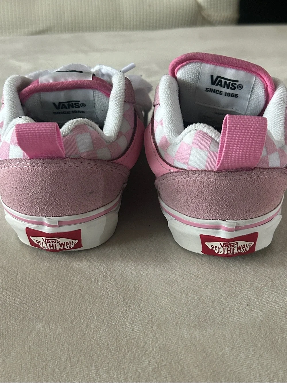 Vans Kids Pink and White Checkerboard Old Skool Sneakers